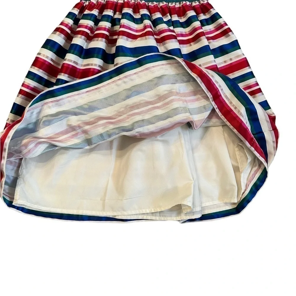 Gymboree Striped Red White Blue Jacquard Dress With Bow on Back Size 10